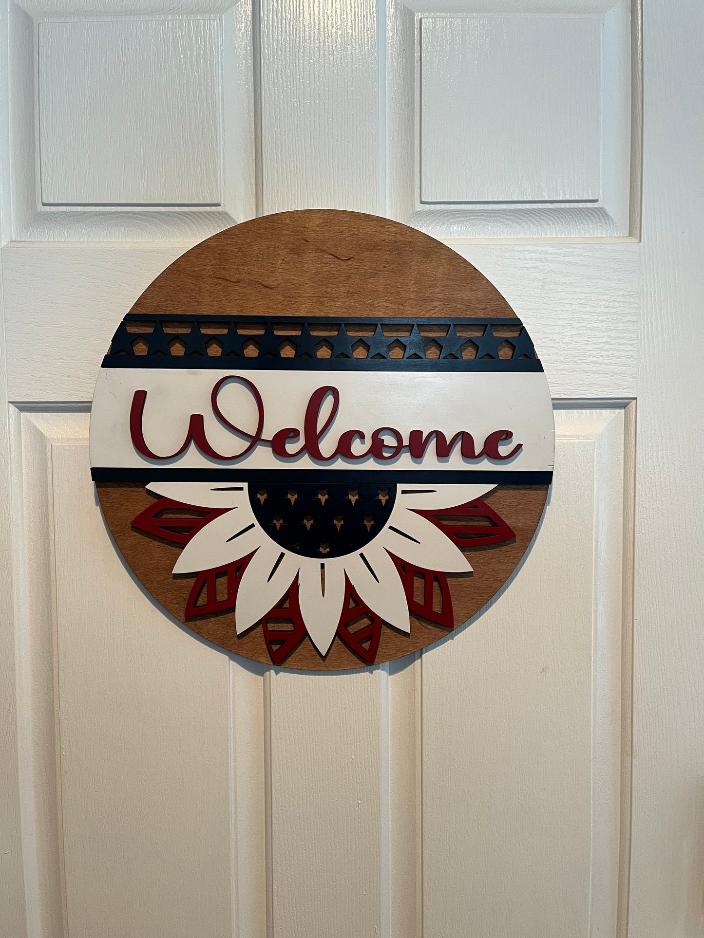 American sunflower welcome sign