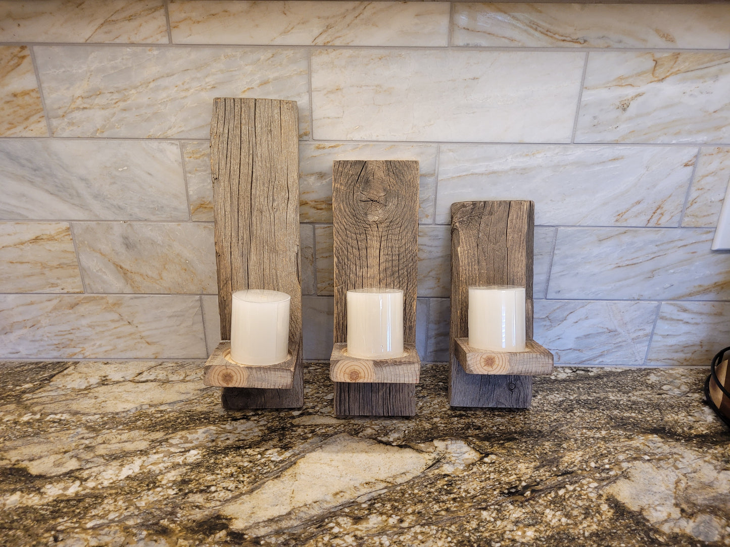 Wall Sconce- Barnwood candle holder Set of 3