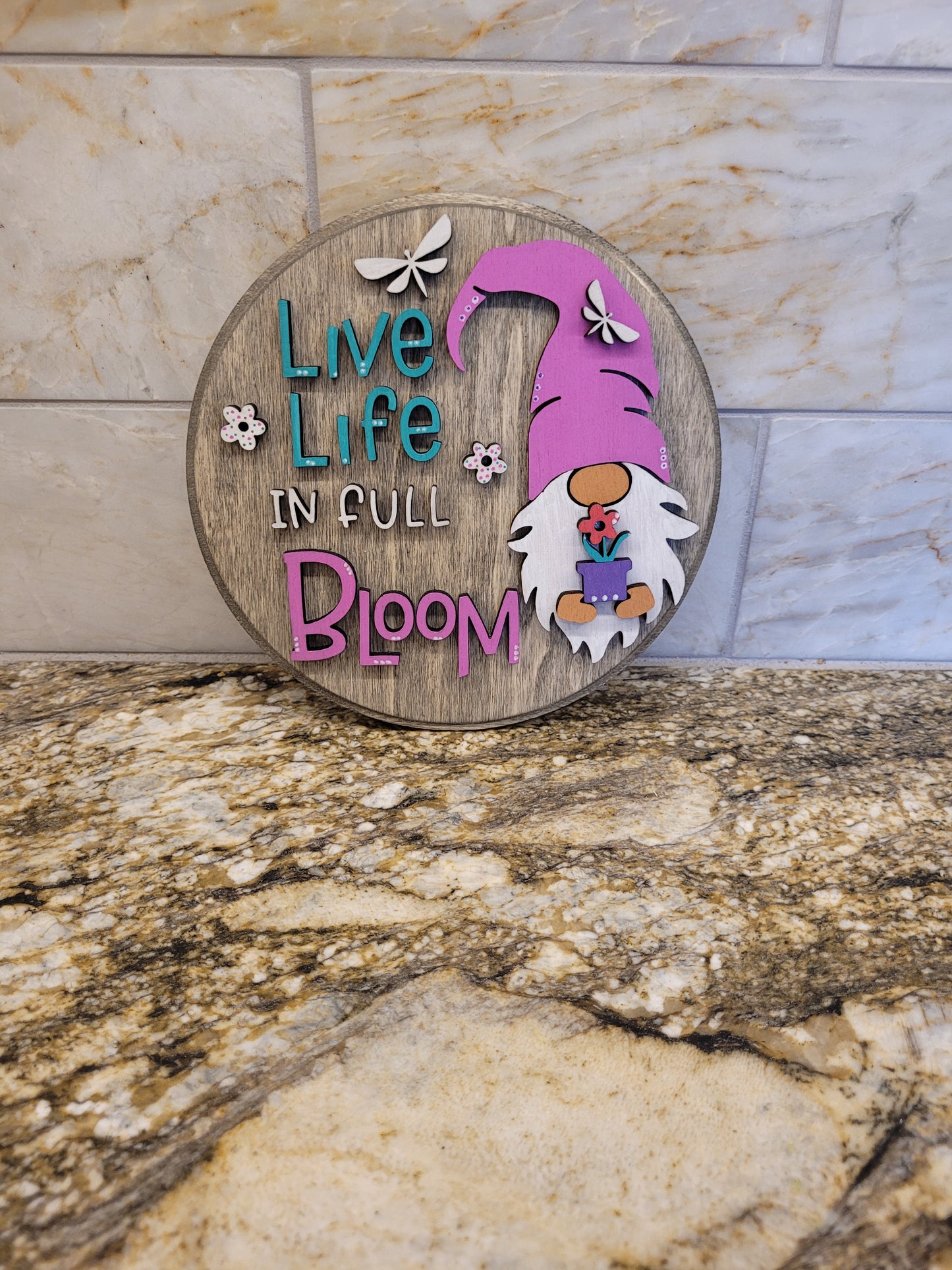 Live life in full bloom tabletop decor