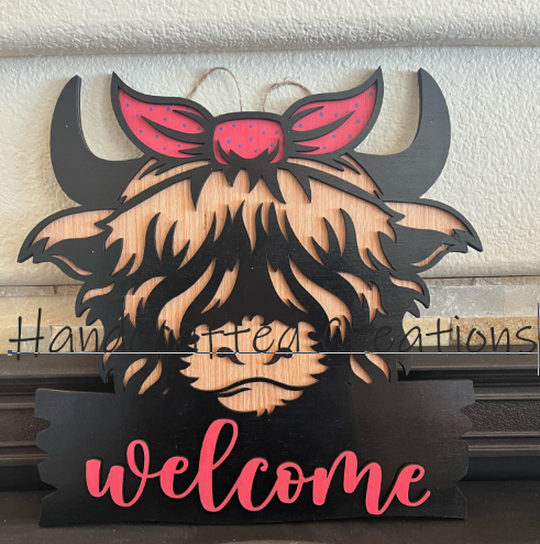 Highland Cow - welcome sign