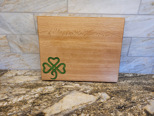 Cutting Board with epoxy shamrock