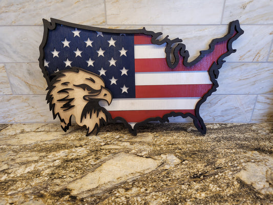 19" USA Eagle Flag