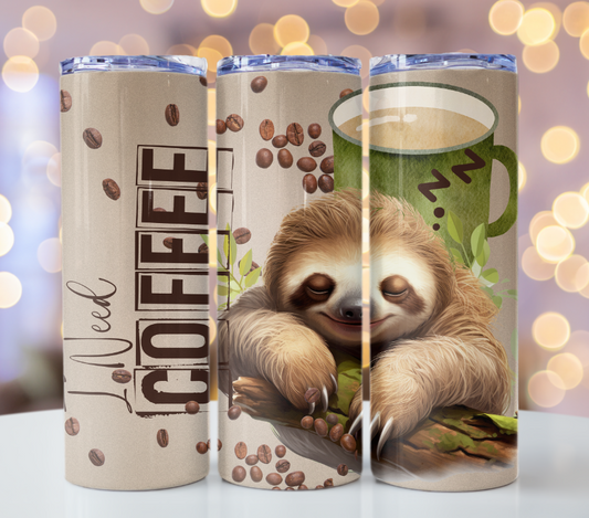 Sloth with coffee